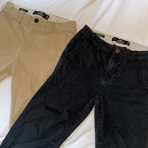 Hollister Slim Straight Chino Pants in Khaki & Black. W 26, L 30